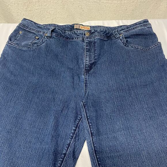 Faded Glory Jeans Stretch Med Stone Dark Blue Bling Pocket Plus Size 22W - Picture 3 of 12